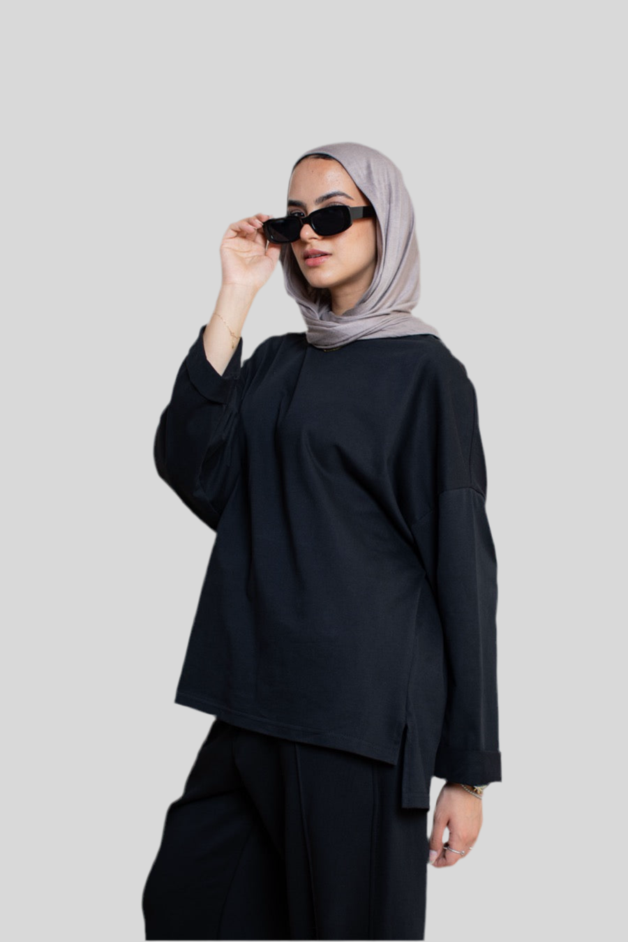 Black Long Sleeve Oversized Tee