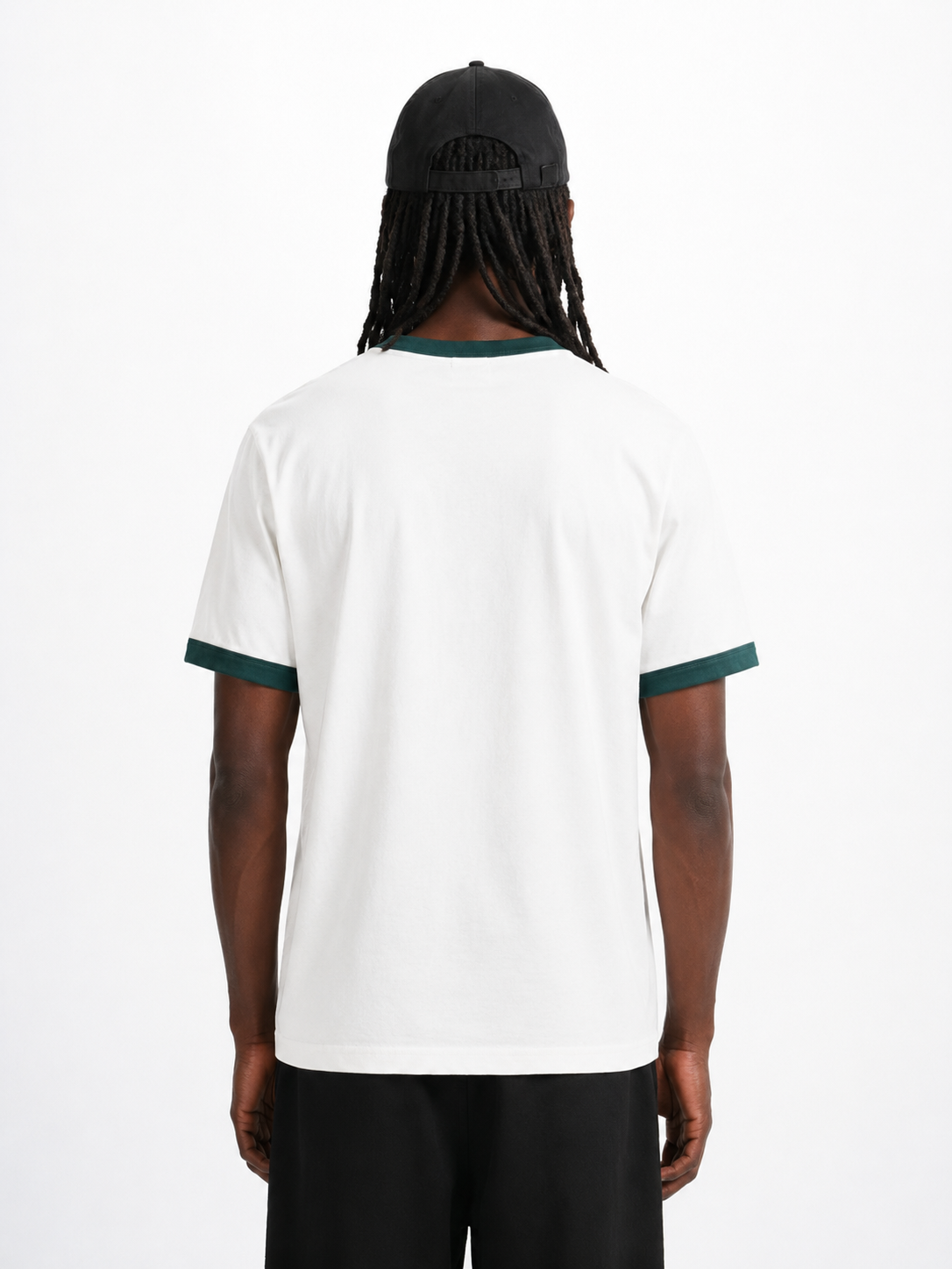 White Ringer Tee — Dark Teal