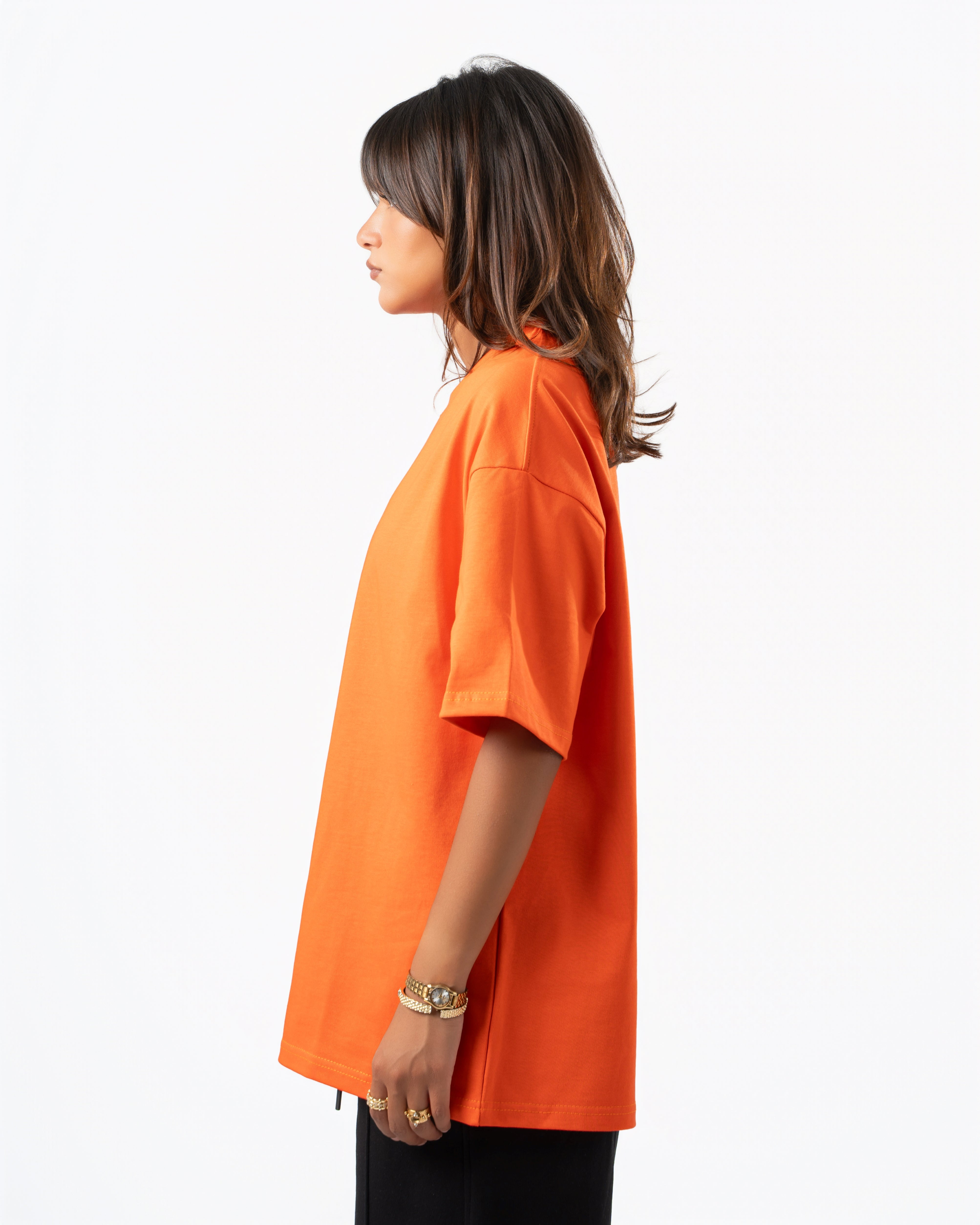 Heavyweight Basic Oversized Bright Orange T-Shirt