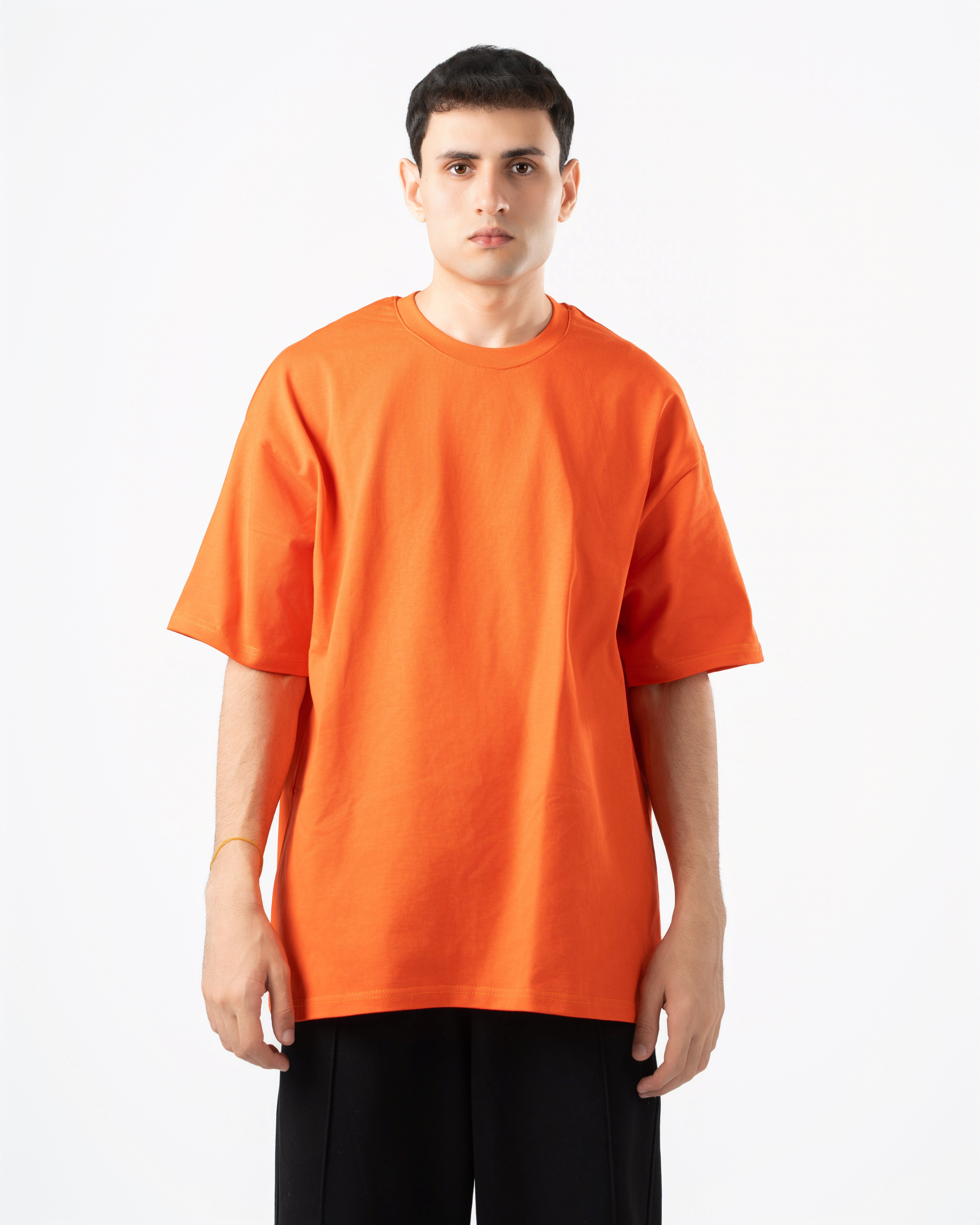Heavyweight Basic Oversized Bright Orange T-Shirt