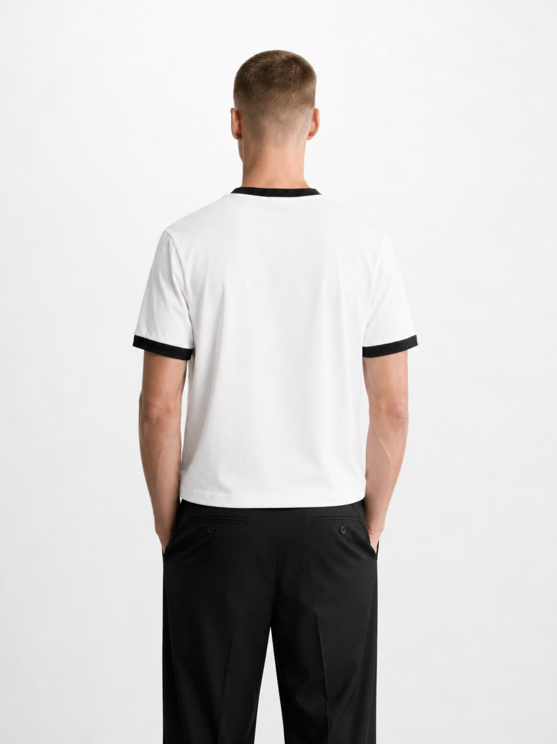 White Ringer Tee — Black