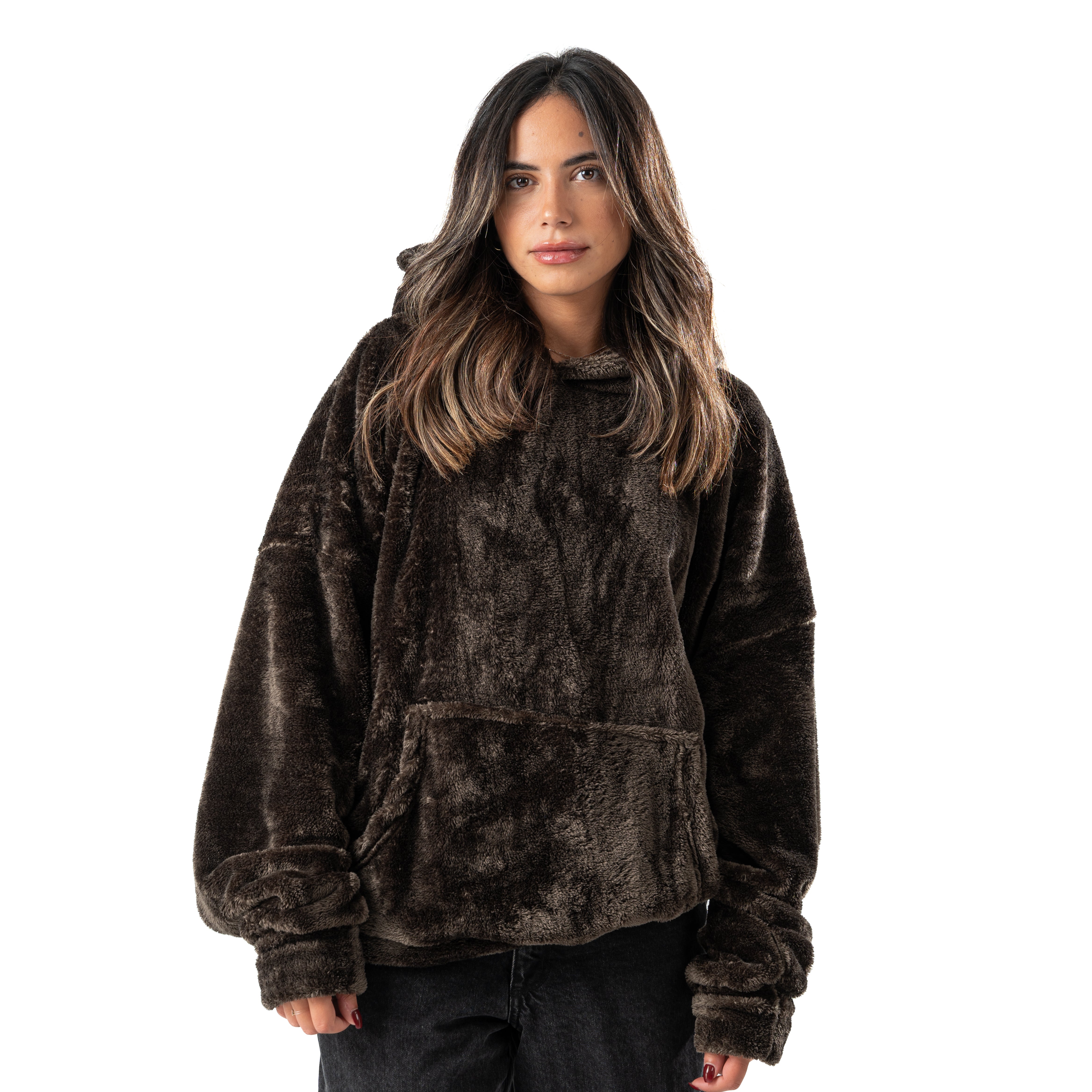 olive green fur hoodie