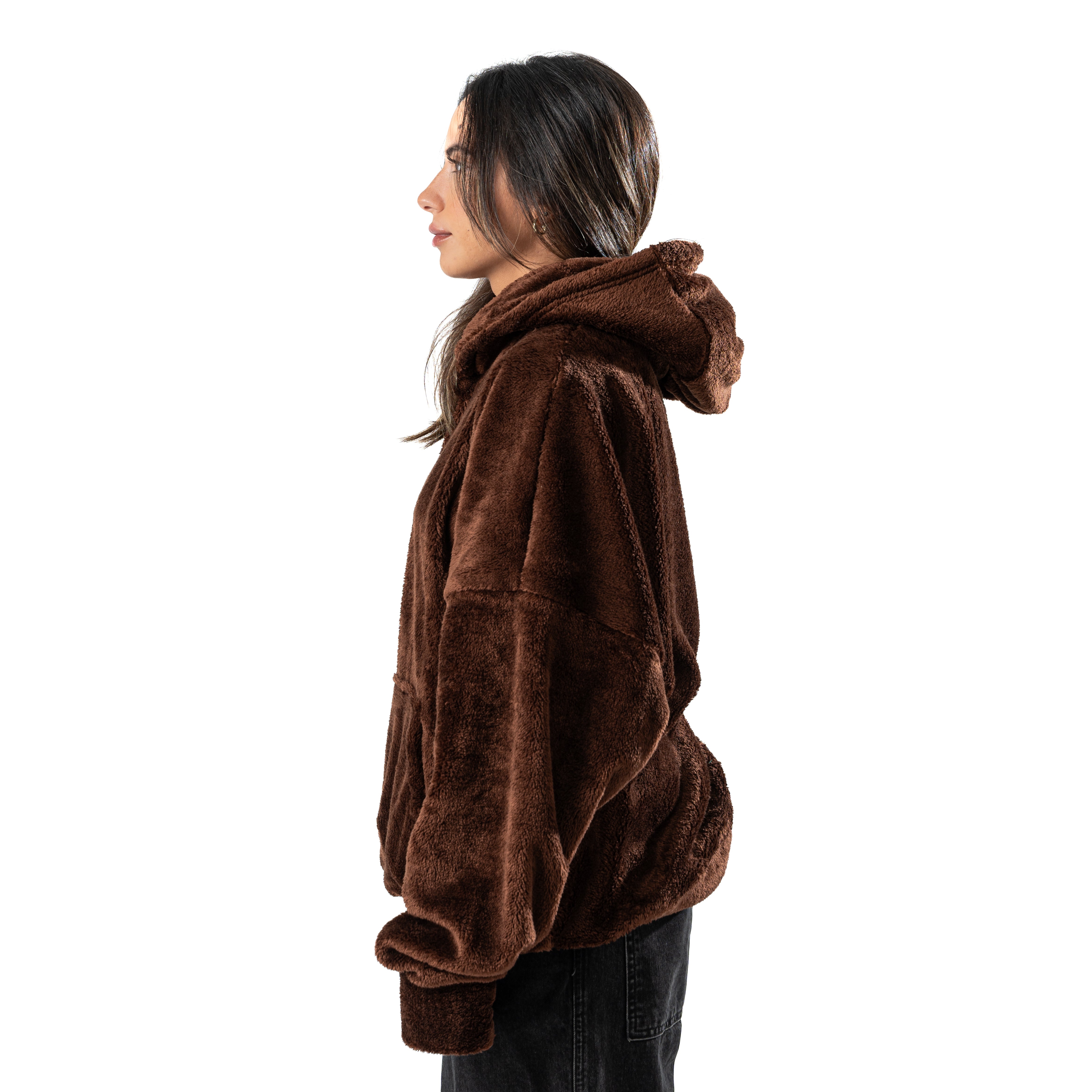 brown fur hoodie