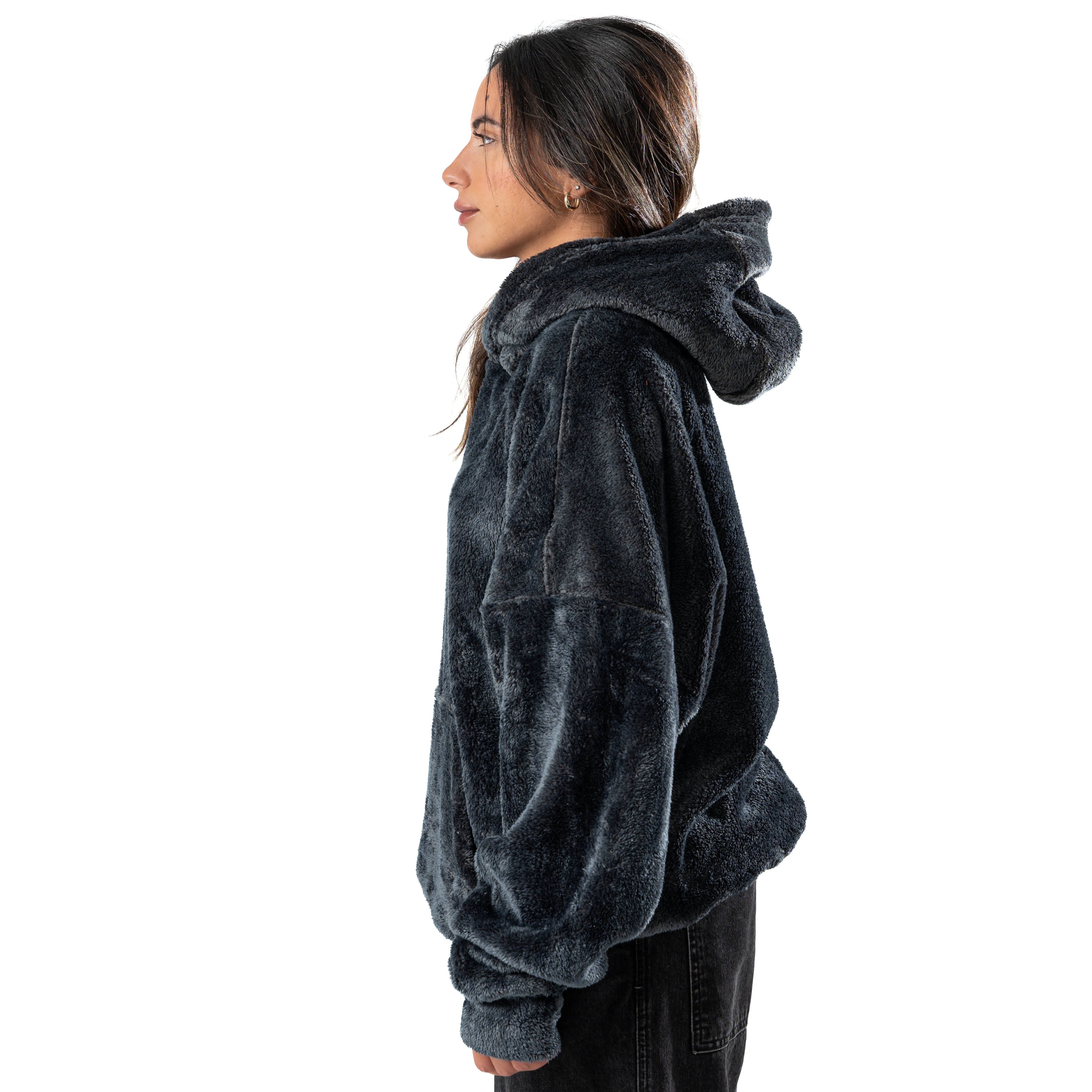 dark gray fur hoodie