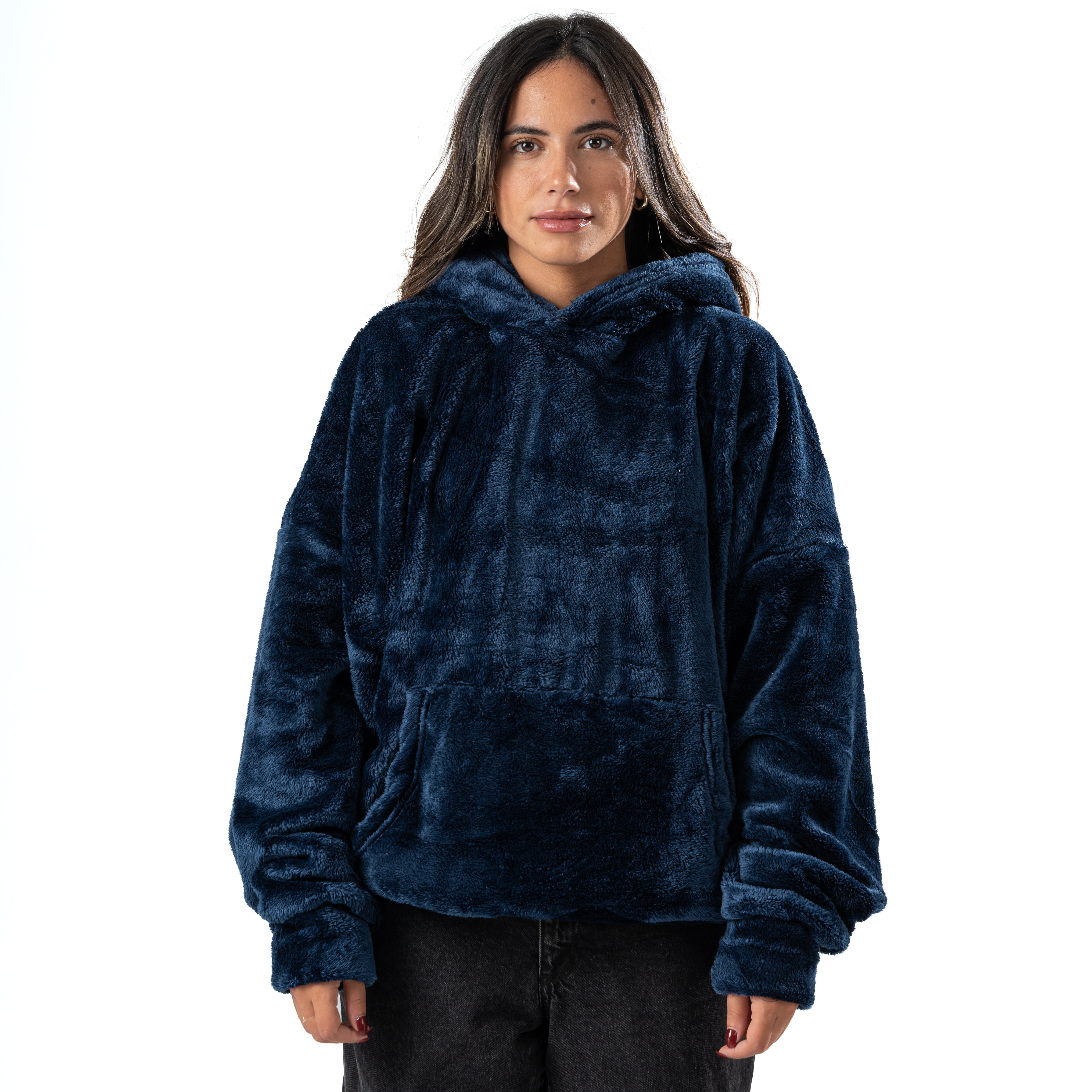 blue fur hoodie