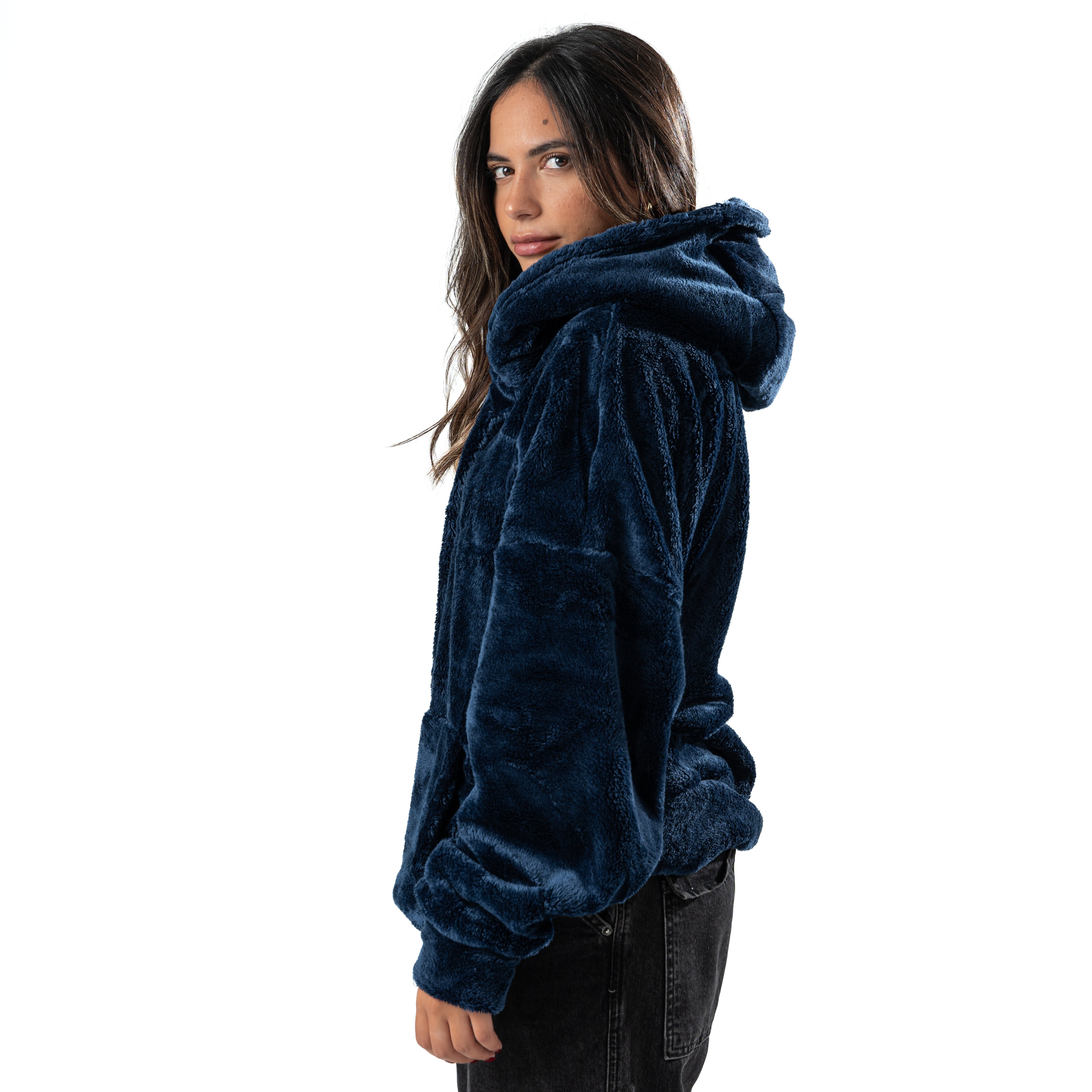 blue fur hoodie