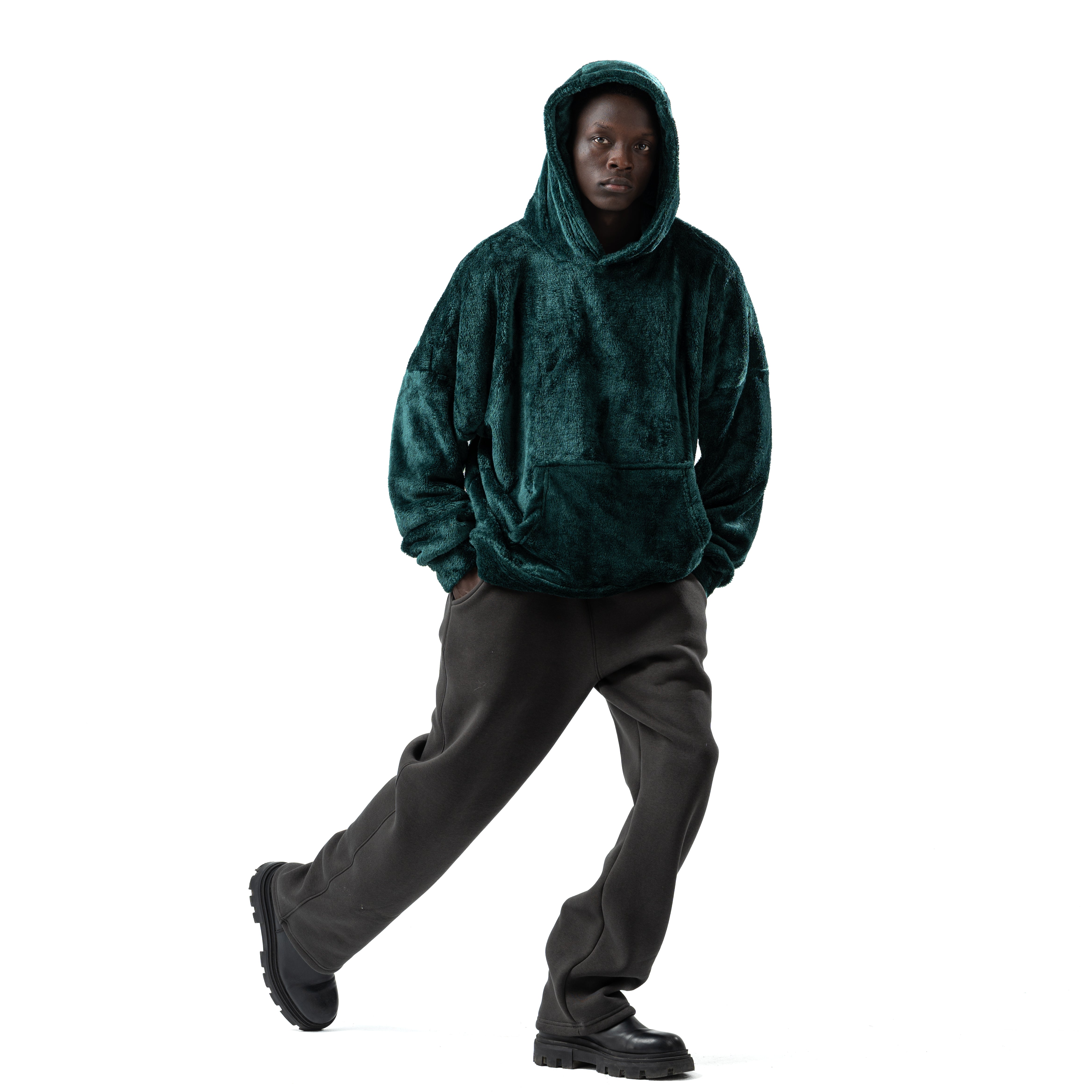 green fur hoodie