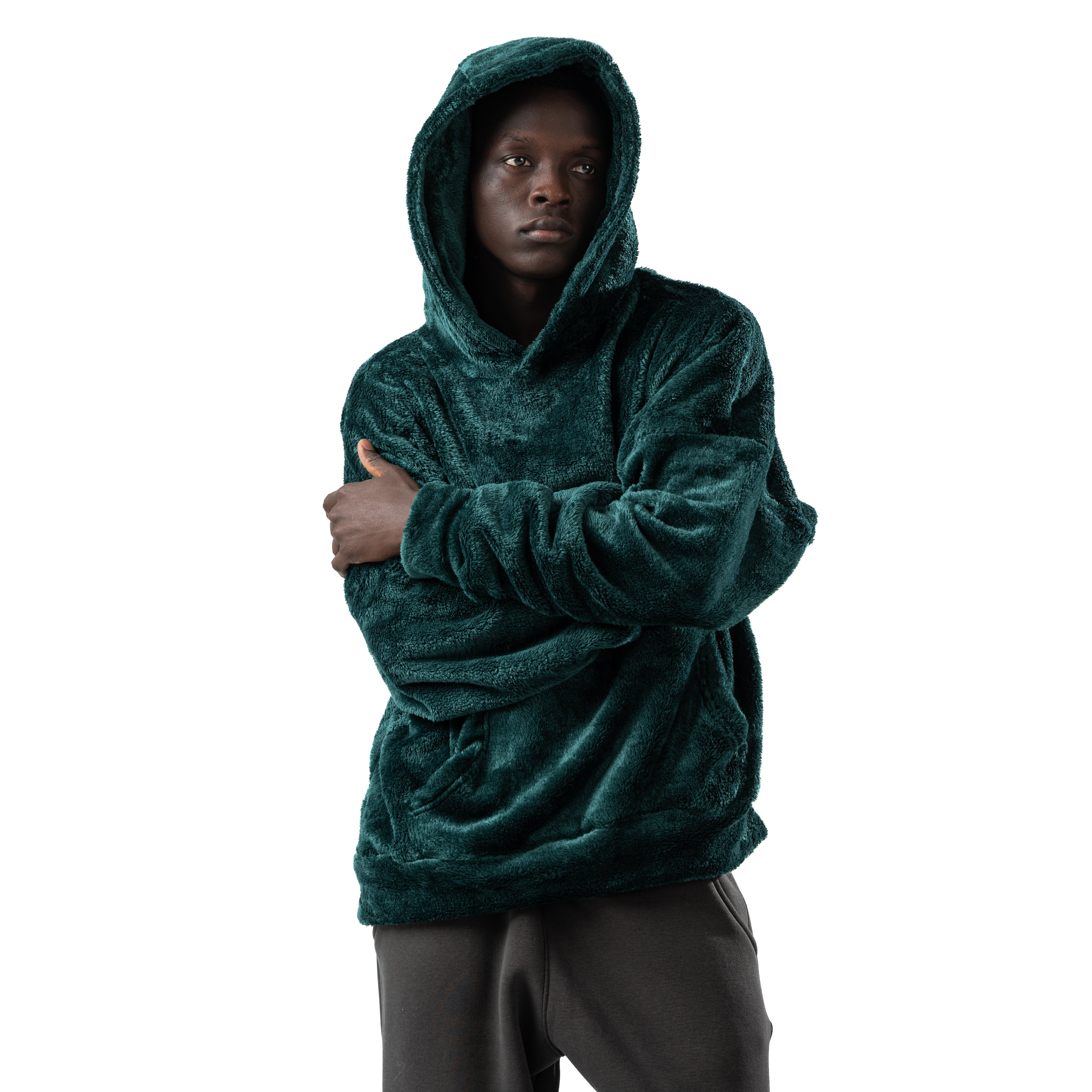 green fur hoodie