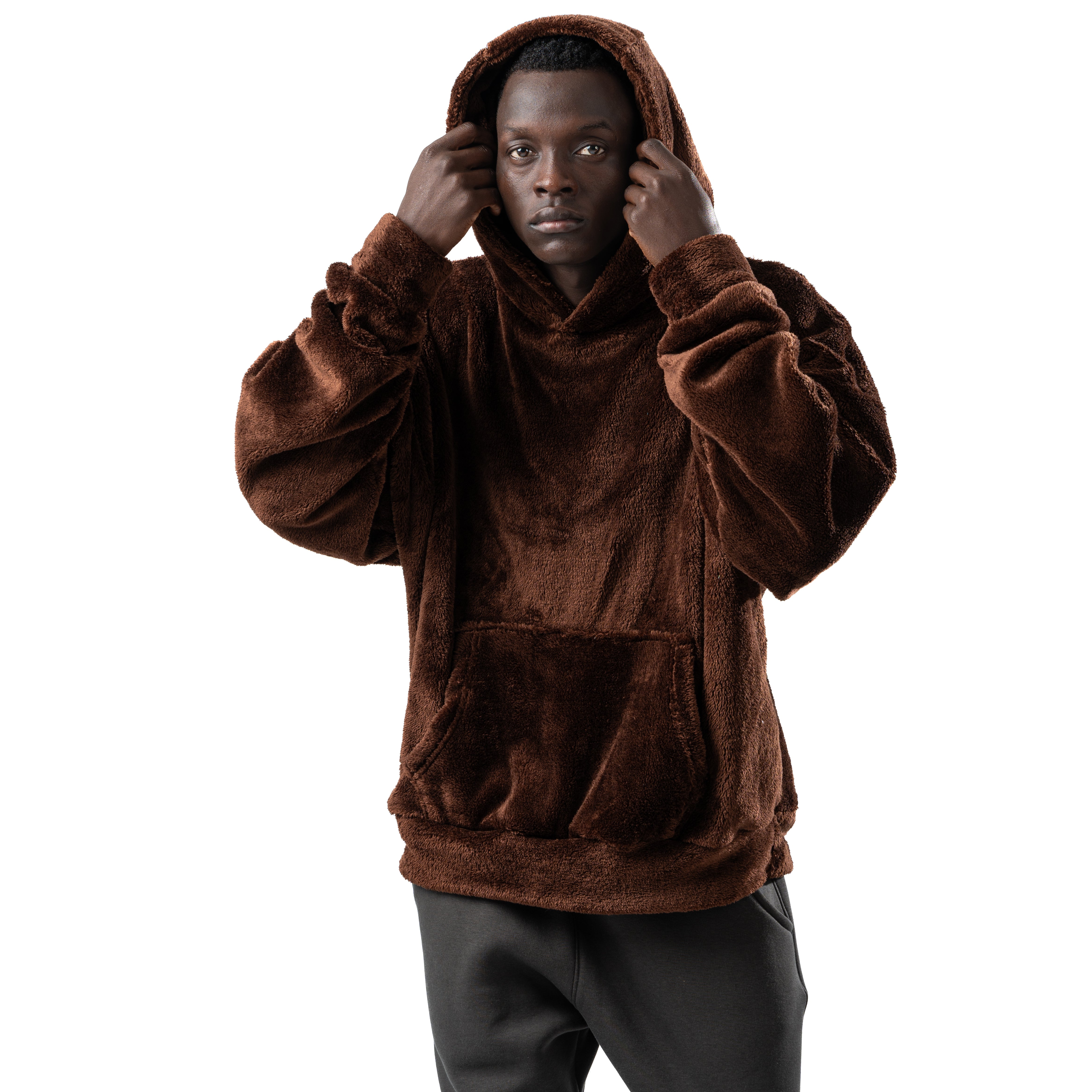 brown fur hoodie