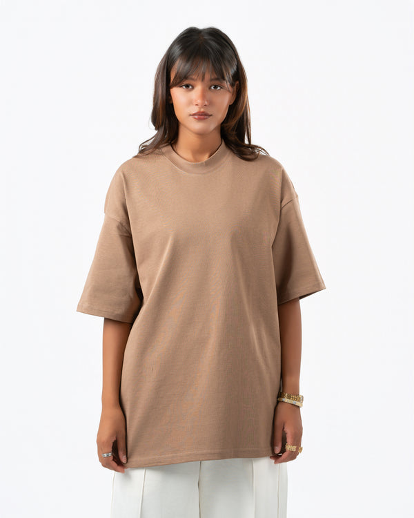 Heavyweight Basic Oversized Beige T-Shirt