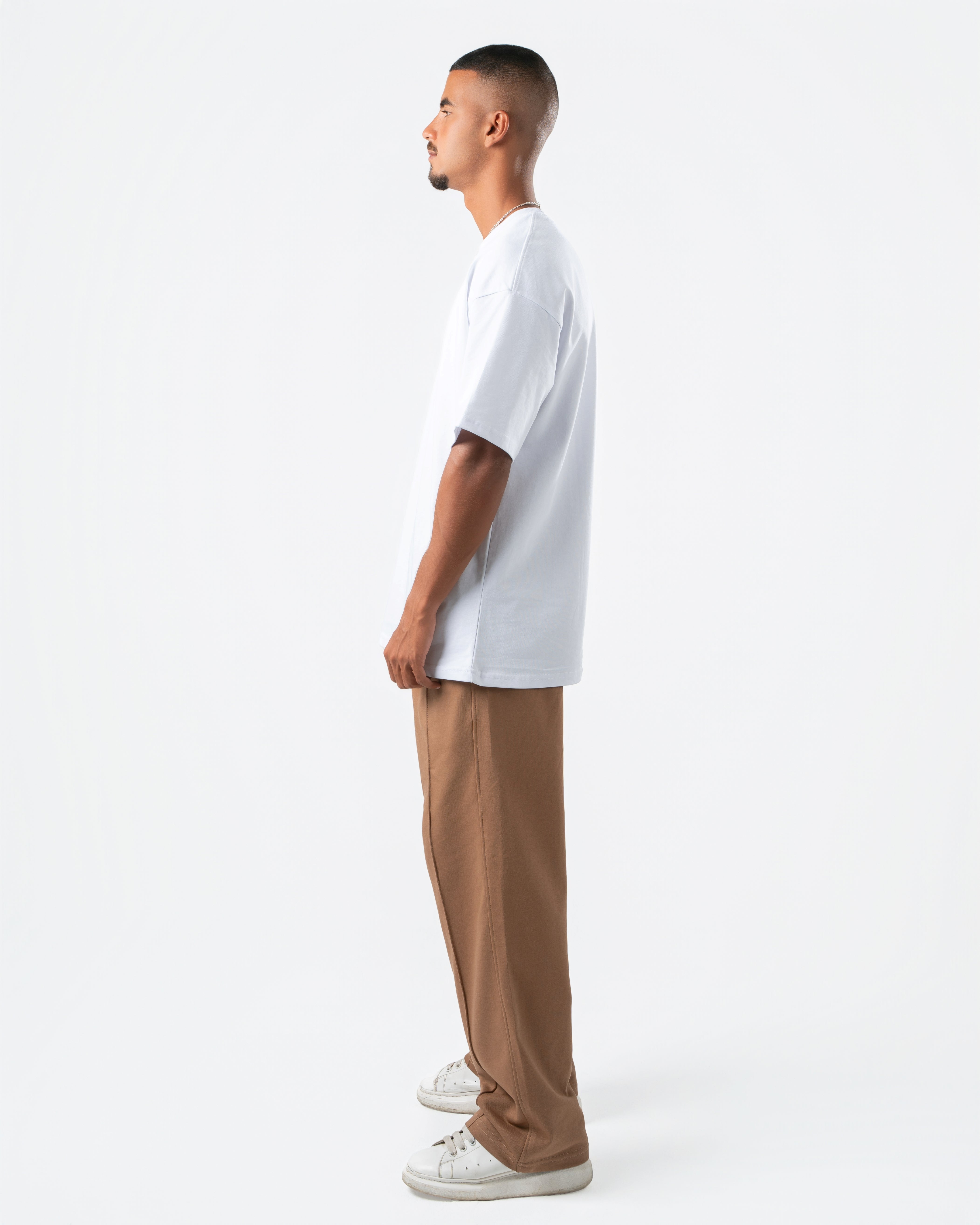 Beige Wide-Leg Sweatpants