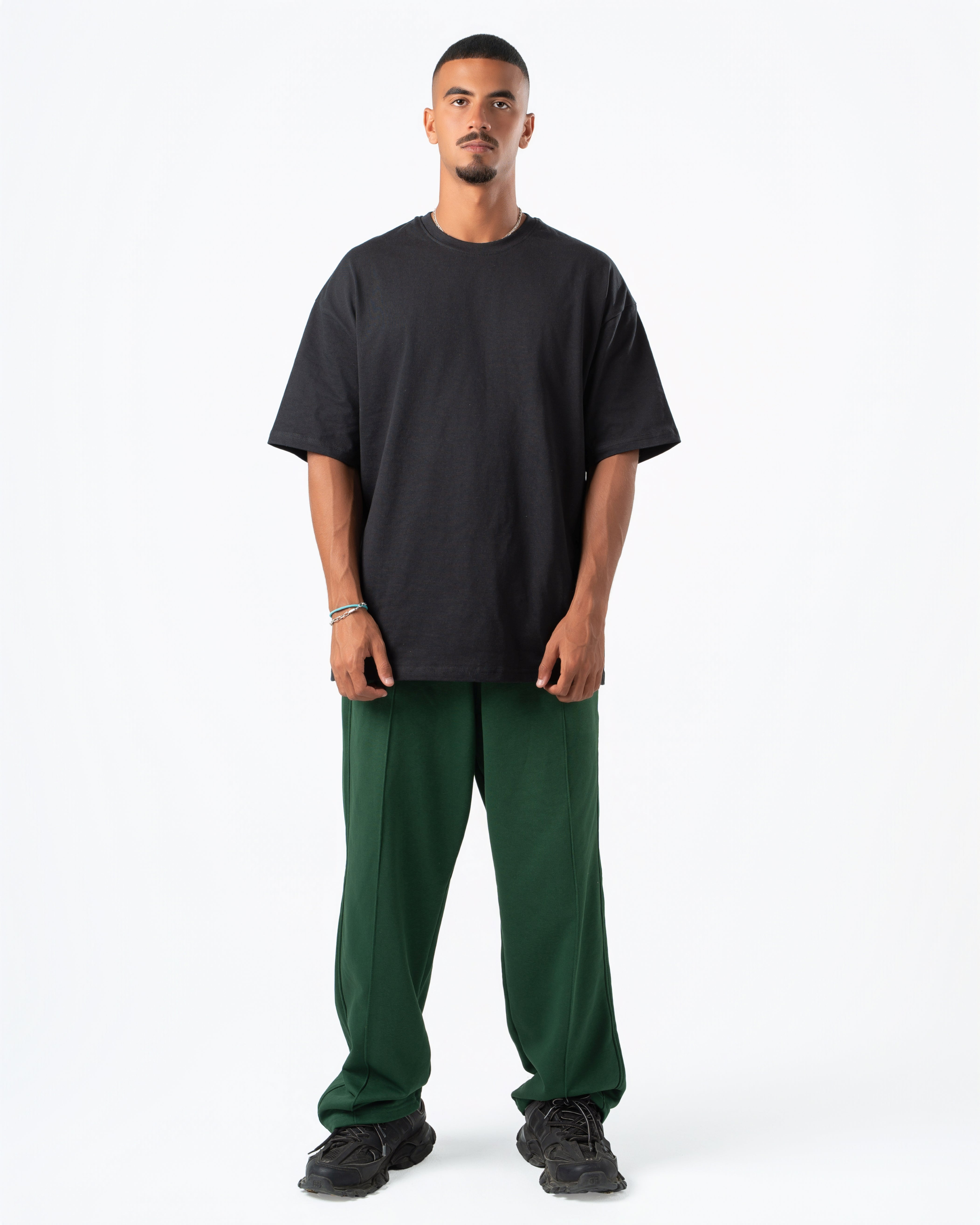Royal Green Wide-Leg Sweatpants