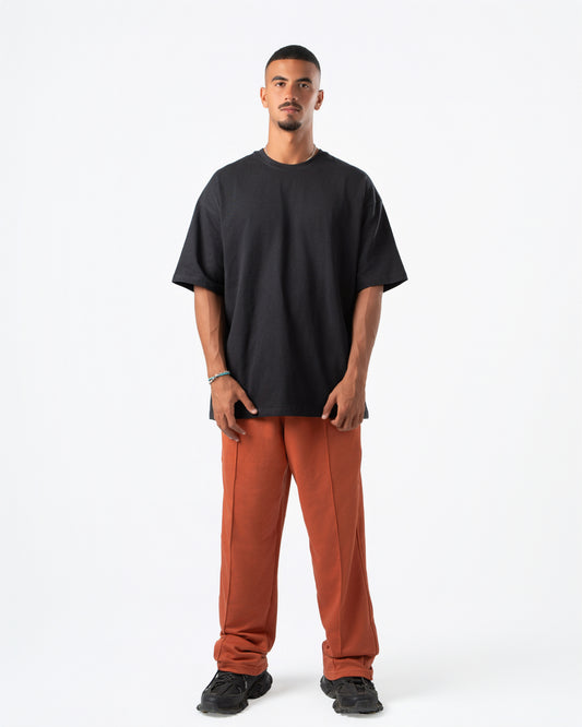 Burnt Orange Wide-Leg Sweatpants