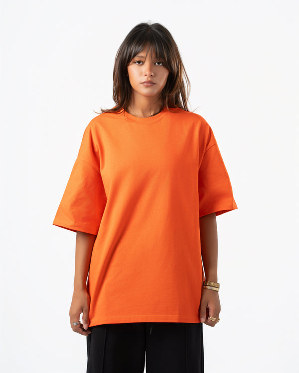Heavyweight Basic Oversized  Bright Orange T-Shirt